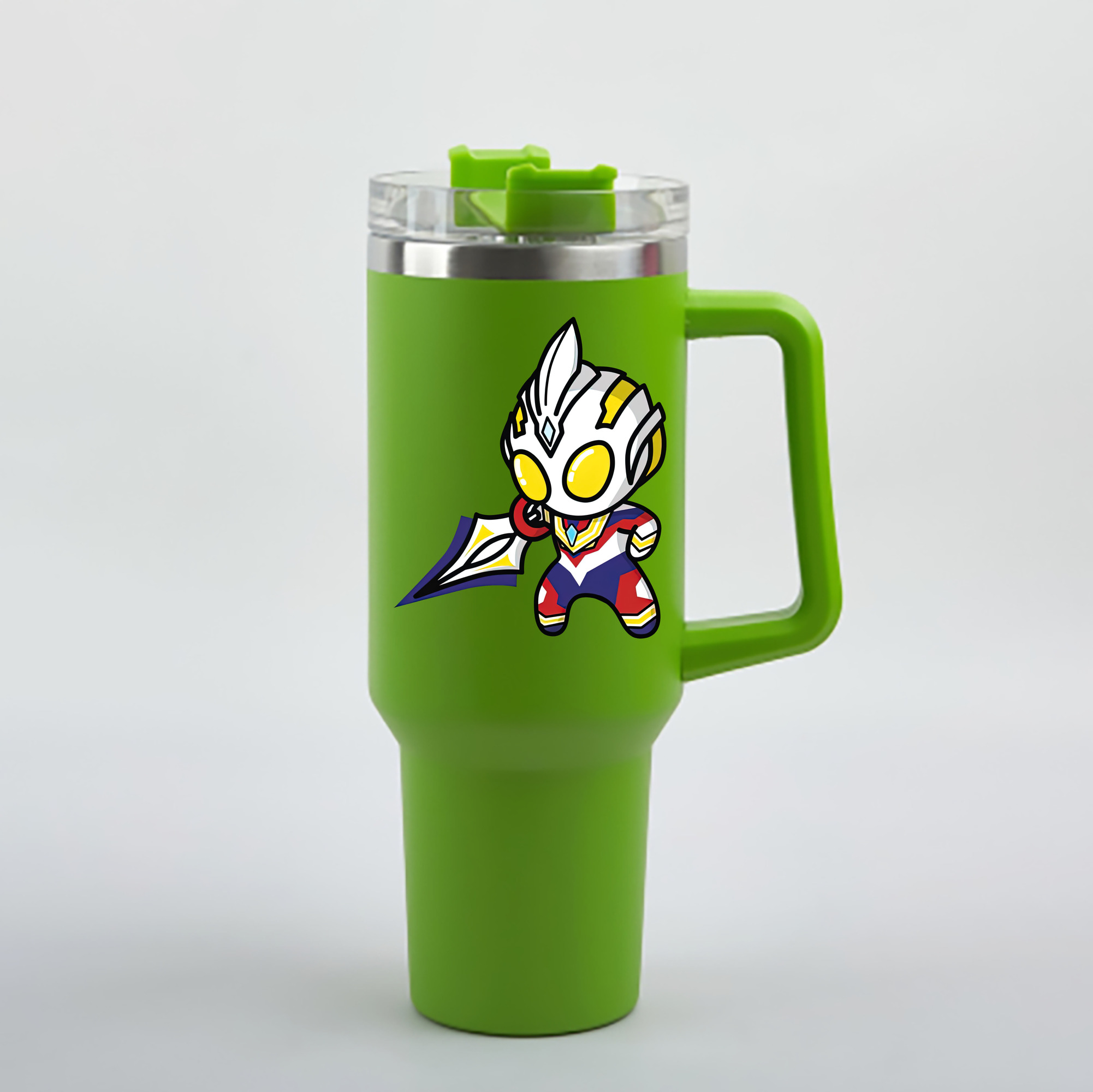 （画像用） ウルトラマン Ultraman 1200mL車用タンブラー - クリスタルステッカー（プラスチックストロー付き）